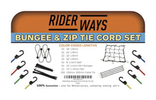 Load image into Gallery viewer, RiderWays 20+ Piece Bungee and Zip Tie Set