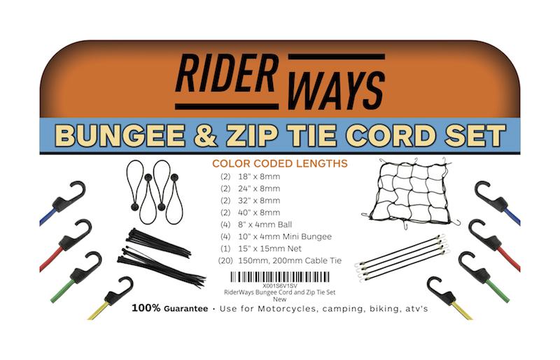 RiderWays 20+ Piece Bungee and Zip Tie Set