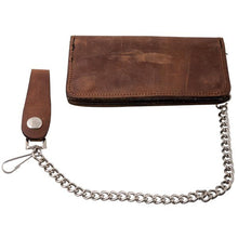 Load image into Gallery viewer, Bi-fold  6.5 Inch Crazy Horse Brown Leather Credit Card Biker Wallet