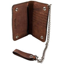 Load image into Gallery viewer, Bi-fold  6.5 Inch Crazy Horse Brown Leather Credit Card Biker Wallet